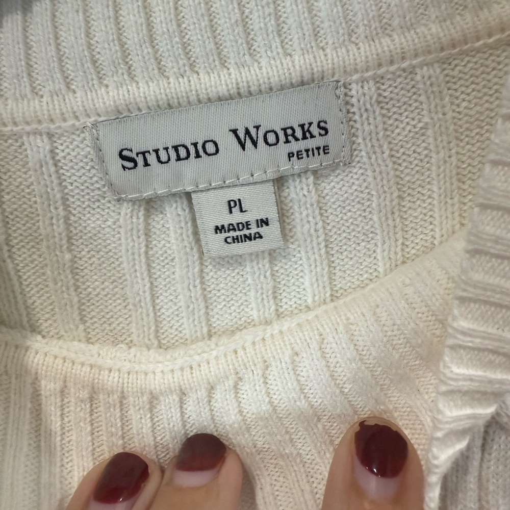 Studio Works Ribbed Knit Sweater in Cream - Picture 4 of 7